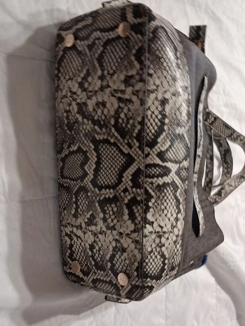 Michael Kors Brown Logo Tote with Snake-Print Accents - Picture 3 of 6